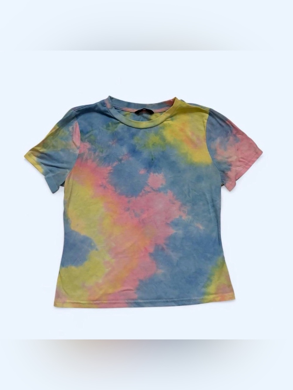SHEIN Short Sleeve Tie-Dye Tee in Blue, Pink & Yellow